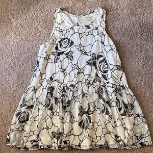 Floral Black and White Sleeveless Dress